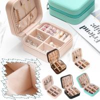 Portable Jewelry Storage Box PU Travel Jewelry Storage Bag Necklace Ring Ear Studs Jewellery Organizer Accessories Zipper