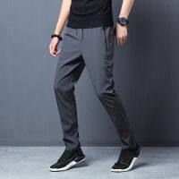 Men Big Size Casual Quick Dry Sweatpants Spring Summer Thin Ice Silk Elastic Waist Street Male Slim Joggers Sports Trousers 5XL