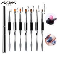 ANGNYA 1Pcs Dual Head Nail Art Acrylic UV Gel Extension Builder Drawing Pen Liner Brush Polygels Spatula Stick Manicure Tool Artist Brushes Tools