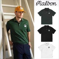 เสื้อโปโลผ้าคอตตอน MALBON เสื้อสีทึบเสื้อกีฬาธุรกิจแฟชั่นของผู้ชายกอล์ฟเกาหลี