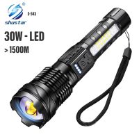 High-power LED Rechargeable Flashlight with 30W Lamp Beads Portable Torch 7 Lighting Modes Zoomable Waterproof Camping Light Rechargeable  Flashlights