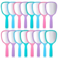 16 Pieces Hand Handheld Mirror with Handle Plastic Travel Makeup Handheld Cosmetic Mirror, Portable Vanity Mirror