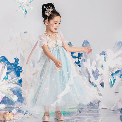 ชุดเด็กผู้หญิง2022ฤดูร้อนใหม่ Hanfu เด็ก Super Fairy Ru ชุดจีน Tang เครื่องแต่งกายโบราณ Mermaid Hanfu ชุด