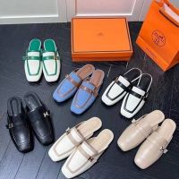 【High Quality】2023 New Baotou Half Slippers for Womens Outerwear Sandals Lock Buckles Flat Bottom Muller Shoes Versatile Low Heel Lazy Shoes