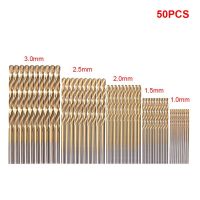 50Pcs Titanium Coated Drill Bits Set HSS High Speed Steel Drill Bits Set Tool High Quality Hand Tools Set 1/1.5/2/2.5/3mm Drills Drivers