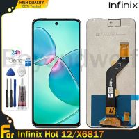 Beyondwolf หน้าจอเดิมสำหรับ Infinix 12 X6817หน้าจอสำรองชิ้นส่วนจอสัมผัสแอลซีดีของเครื่องแปลงดิจิทัลพร้อมกรอบกลางสำหรับ Infinix Hot 12 X6817