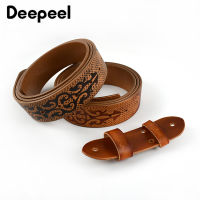 Deepeel 1pc3.8*110-130cm Embossed Genuine Leather Belt Body First Layer Cowhide Male Designer Headless Crafts s Belts YB763