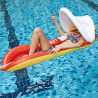 แพยางนอนเดี่ยว พร้อมหลังคากันแดด Inflatable Bed With Sunshade Pool Float By Float Me Summer