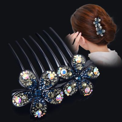 Korean new diamond inlaid Flower Hair Comb elegant adult womens hair accessories exquisite jewelry