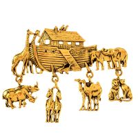 CINDY XIANG Creative Noah 39;s Ark Boat Brooches For Women Men Vintage Cute Anime Animal Brooch Pins Jewelry Kids Christmas Gift