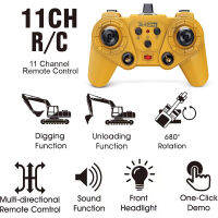 EBOYU 1035 RC รถขุด2.4กิกะเฮิร์ตซ์11CH 1:20มินิ RC รถบรรทุกแบบชาร์จจำลองรถขุดด้วยแสงและเพลงของขวัญของเล่นสำหรับเด็ก