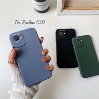 เคสโทรศัพท์ซิลิโคนเหลวสี่เหลี่ยมตรงสำหรับ Realme C30 C30s Narzo 50i Prime C33 Matte TPU นุ่มกันกระแทก Back. เคสโทรศัพท์