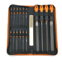 17Pcs Alloy Steel File Set with Carry Case, Precision Flat/Triple-cornered/Half-Round/Round File and 12Pcs Needle Files, Soft Rubbery Handle, Shaping Tool
