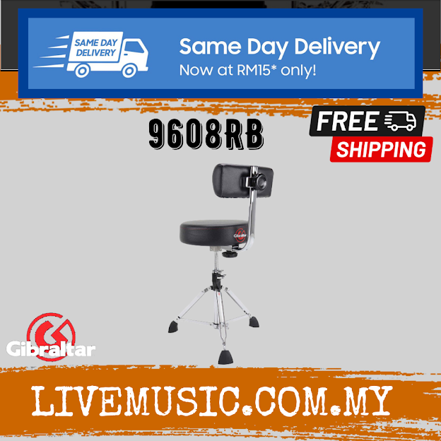 Gibraltar 9608RB 9000 Series Round Drum Throne with Backrest Lazada