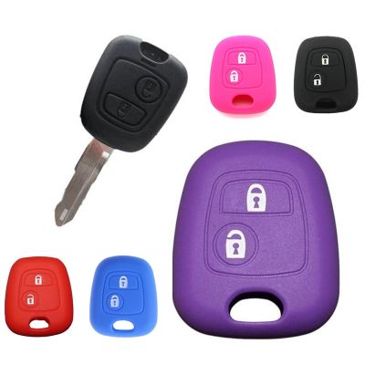 dfthrghd Hot Sale Colour Silicone Key Case Cover Black Blue Key Case 2 Button Auto Key Protector Protection Voiture Car Decoration Tools
