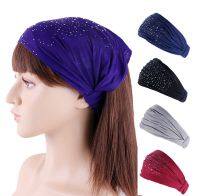 【YF】 New women rhinestone Elastic Hairband Head Band Sport Yoga Headband Wrap Neck Scarf Cap 2 in 1 Bandana Hair accessories