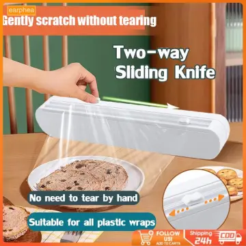 Plastic Cling Wrap Dispenser Refillable Kitchen Wrap Cutting Box