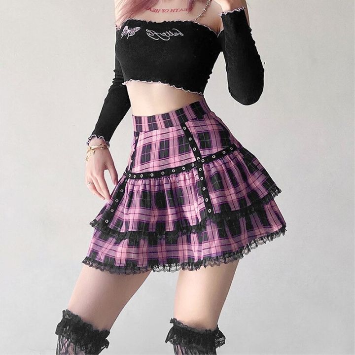 gothic-japanese-harajuku-girls-purple-pink-plaid-pleated-skirt-punk-sweet-lace-kawaii-lolita-cake-mini-skirts-cosplay-costume