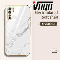 VRQR โทรศัพท์ OPPO Reno3 A91 F15 Realme  XT  K5 Reno4 Pro 4G เคสโทรศัพท์6DStraight Edge Plated Marbling Silicone Lrod คุณภาพสูงนิ่มหรูหราดีไซน์ใหม่ป้องกันใหม่