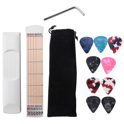 Pocket Guitar Practice Neck, Guitar Trainer 6 Fret Portable Guitar Chord Practice Tool for Beginner