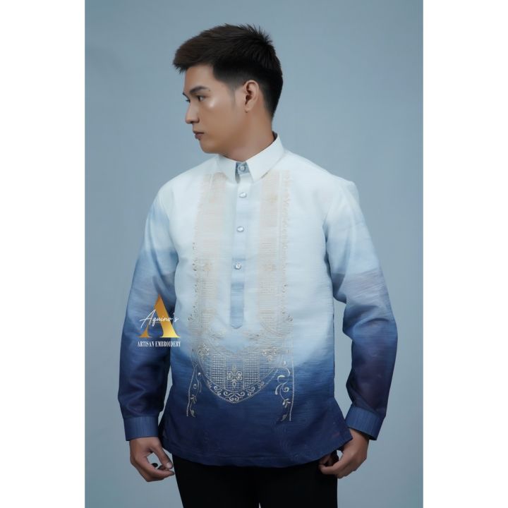 ♟ ♕ Barong Tagalog for Men - Aquino's Embroidery Men's Modern Barong ...