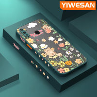 YIWESAN เคสสำหรับ Huawei Y9 2019ลายการ์ตูนรูปหมีมีน้ำค้างแข็งโปร่งใสเคสขอบสี่เหลี่ยมด้านข้างแบบแข็งลายกล้องปลอกซิลิโคนกันกระแทกเคสนิ่ม