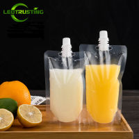 100pcs Stand up Plastic Drink Packaging Beverage Spout Bag Clear Fridge Fresh Liquid Juice Milk Wedding Party Drinking Pouches