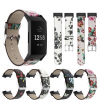 ☏✗☫ 18mm oryginalna Retro elegancka skórzana z nadrukiem pasek do Fitbit Charge 3 bransoletka do zegarka zamiennik dla Fitbit Charge 3 Watch band