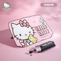 Sanrios Hellokittys อะนิเมะน่ารักแผ่นกรองแสงติดรถยนต์น่ารักแถบกันแดดด้านหน้าแผ่นกันความร้อนกันแดดที่จอดรถร่ม