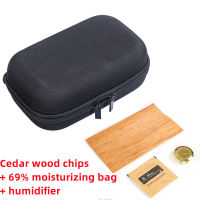 Mens Black Ciggare Case with Humidifier Travel Ciggar Humidor Box Tobaco Holder Bag Smking Accessories