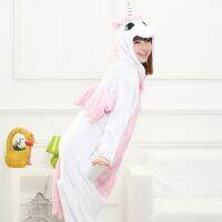 Kigurumi สีชมพูยูนิคอร์น Onesies ชุดนอนชุดสัตว์ยูนิคอร์นเครื่องแต่งกายชุดนอน U Nisex การ์ตูนคอสเพลย์ตัวละคร Pijamas ชุดนอน