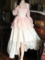 【YF】 French Vintage Sweet Fairy Dress Women Bow Elegant Evening Party Midi Dresses Female Long Sleeve Korean Style Summer 2023