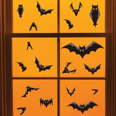 【CC】☬  Glass Window Stickers Bat Wall Decals Sticker Happy Decorations for 2023 Supplies