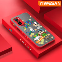 YIWESAN เคสสำหรับ Xiaomi MI POCO F3 Redmi K40 K40 Pro ลายการ์ตูนดินสอสีชินชินจันขอบสี่เหลี่ยมใหม่เคสป้องกันเลนส์กล้องซิลิโคนคลุมทั้งหมดแข็งเคสนิ่มใส่โทรศัพท์แข็งกันกระแทก