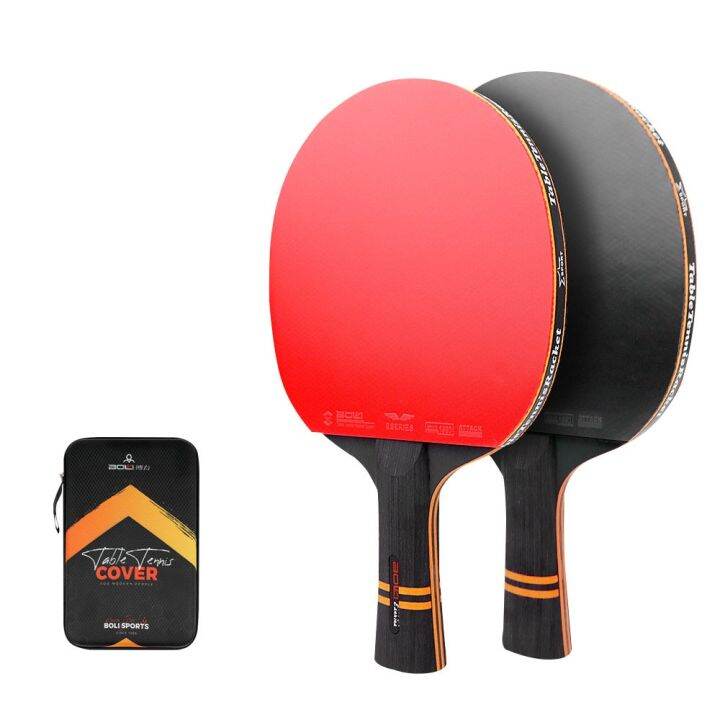 2PCS Carbon Fiber Blade Table Tennis Racket Double Pimples Ping Pong ...