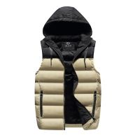 ZZOOI New men Jacket Cotton Padded Outwear Man Winter Vest Coats Fashion Hooded Design Stitching Warm Casual Sleeveless Waistcoat