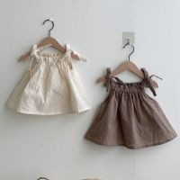 Kids Dress 2021 Summer Dress New Girl Retro Forest Department Sweet Suspenders Bowknot Korean Dress  by Hs2023