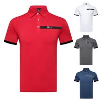 ส่งเร็ว Malbonj.lindeberg22-titleist ฤดูร้อนกอล์ฟเสื้อกีฬาแขนสั้นใหม่เสื้อเสื้อโปโลระบายอากาศกีฬาหลวมสบายๆเสื้อผ้าลูกกอล์ฟ