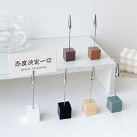 1pc Note Clip Wood Cube Stand Wire Photo Clip Display Stand Memo Clamp Customized Gift Note Clamp Memo Folder Durable Paper Clip Clips Pins Tacks