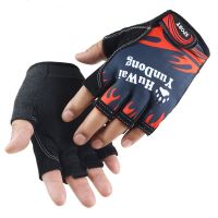 Men Women Outdoor Sport Half Finger Cycling Glove Letter Flame Anti Slip Thin Sunscreen Fitness Wiping Sweat Sun Mitten B60