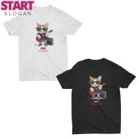 START AIDEER Cat Collection เสื้อสกรีนลายแมว มีทั้งสีขาวและสีดำ Born ROCKSTAR