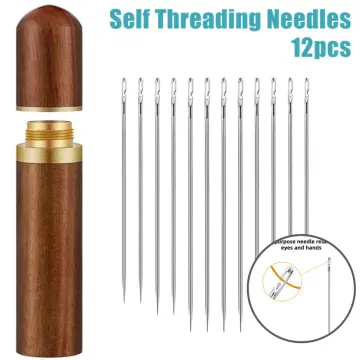 12 Pcs Sewing Needles with Storage Box, Self Threading Needles for