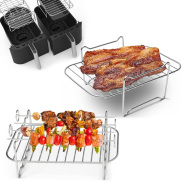 304 Stainless Steel Air Fryer Rack 2pcs Air Fryer Rack with 4 Barbecue