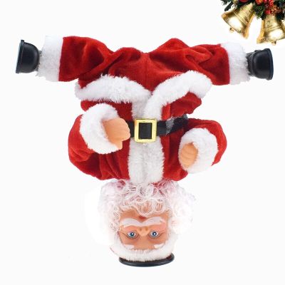 ซานตาคลอสตุ๊กตาตุ๊กตาผ้าไฟฟ้าตลกการตกแต่งคริสต์มาสไฟฟ้ามือเต้นรำถนนกับเครื่องประดับแกว่งเพลง1ชิ้น