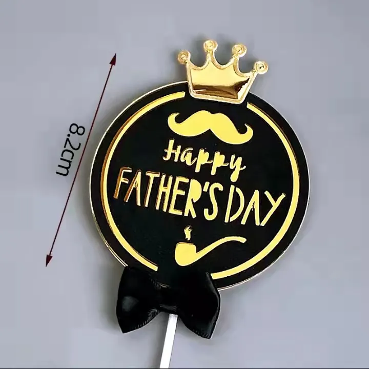 Ins Style Happy Father S Day Theme Black Bowknot Paper Card Cake