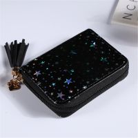 ◕๑ Pu Wallet Women Small Short Wallet Star Print Credit Bank Card Holder Cute Wallets Zipper Purses Female Coin Purse Money Bag