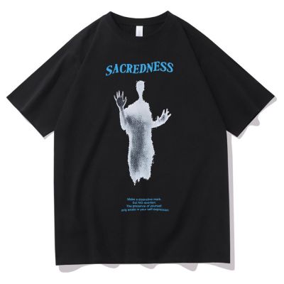 Sacredness Ghost Graphic Print Tshirt 100 Pure Cotton T Shirt Mens Hop Black Gildan Spot 100% Cotton