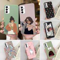 สำหรับ Samsung Galaxy F13 4G เคสลายไดโนเสาร์น่ารักหัวใจเด็กผู้หญิงเคสโทรศัพท์ป้ายผิวด้านซิลิโคนแบบตลกฝาหลังกันกระแทกสำหรับ SamsungF13 F 13 GalaxyF13เคสกันกระแทกกระเป๋าหลากสีของขวัญ