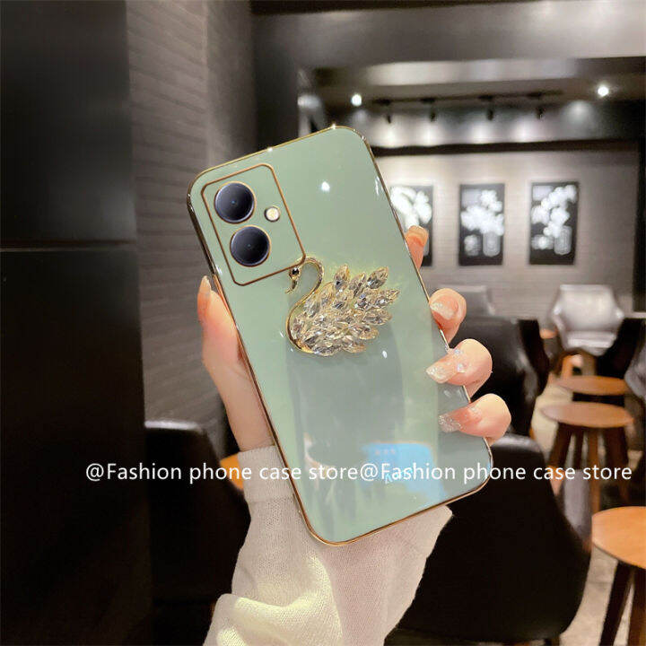 phone-case-เคส-vivo-y27-4g-5g-2023-vivo-y78-5g-ข้อเสนอสุดพิเศษระยิบระยับหรูหราเคลือบด้วยพลอยเทียมรูปหงส์กรอบนิ่ม