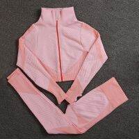 【Hot Sale】embellish Seamless WomenSets FemaleGym Suits WearClothes Women FitnessGym Set Women Long SleeveClothing